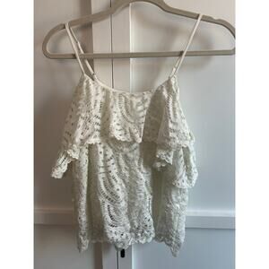 Everly White Lace Cold Shoulder Top Small